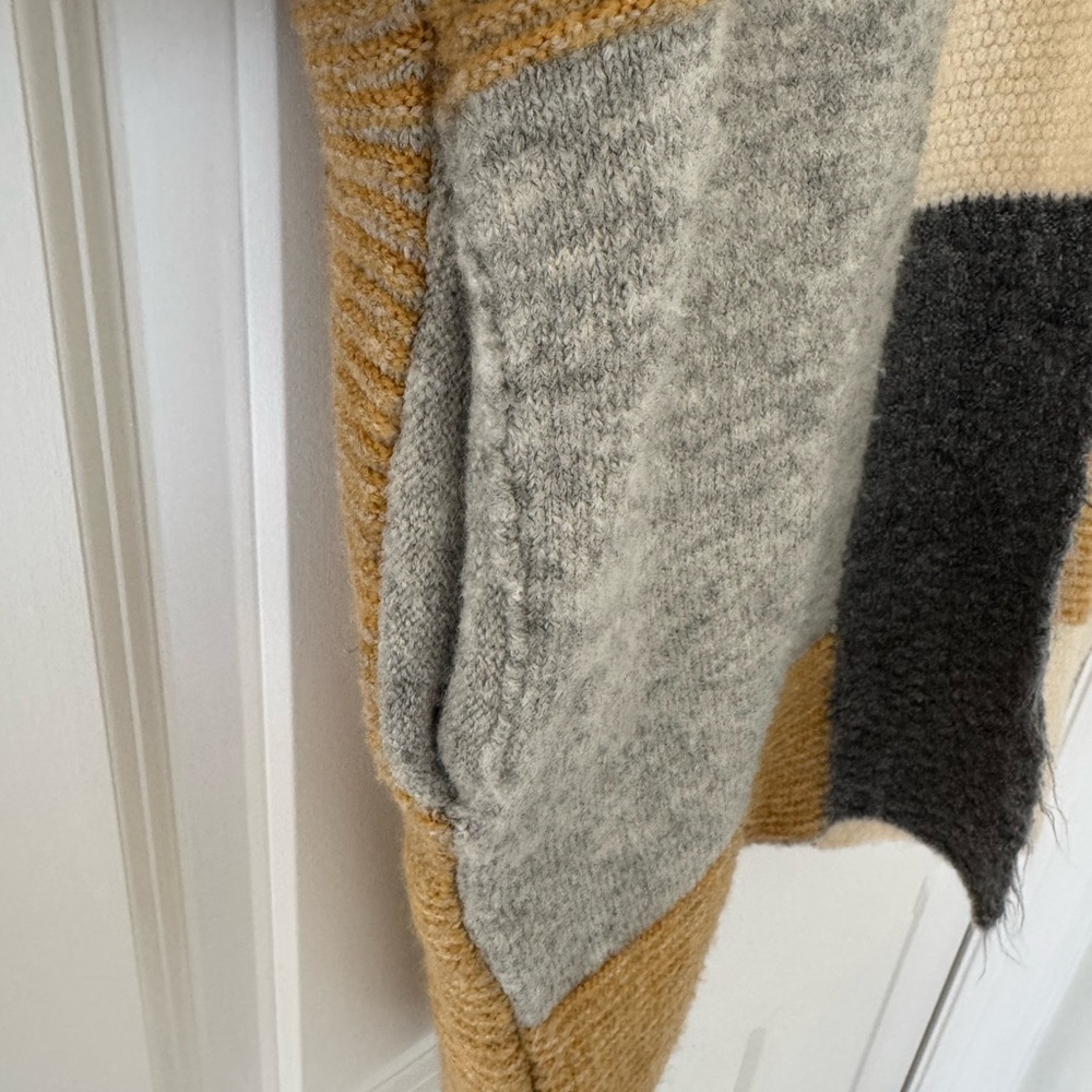 Topshop Patchwork Oversize Open Cardigan Grey Mul… - image 6